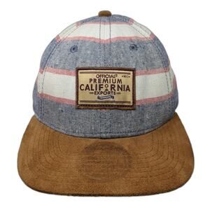 Official Baseball Cap Blue Red White Brown One Size Striped Suede Brim Patch Hat